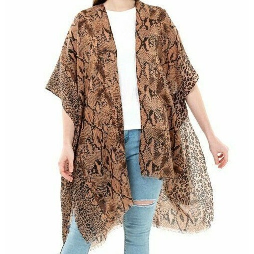 Kollie More Elegant Tiger Print Kimono One Size
